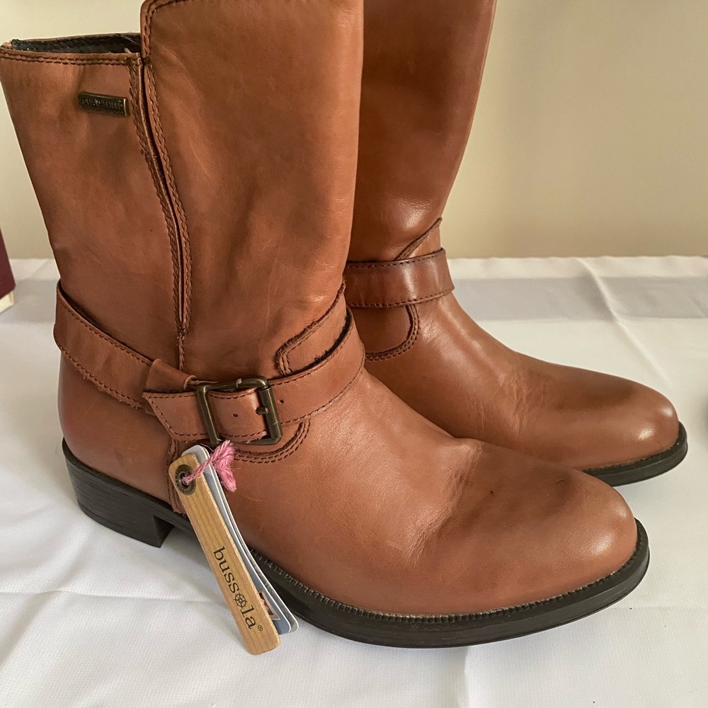 Womens BUSSOLA brown Leather Western Cowgirl Boots Size 7